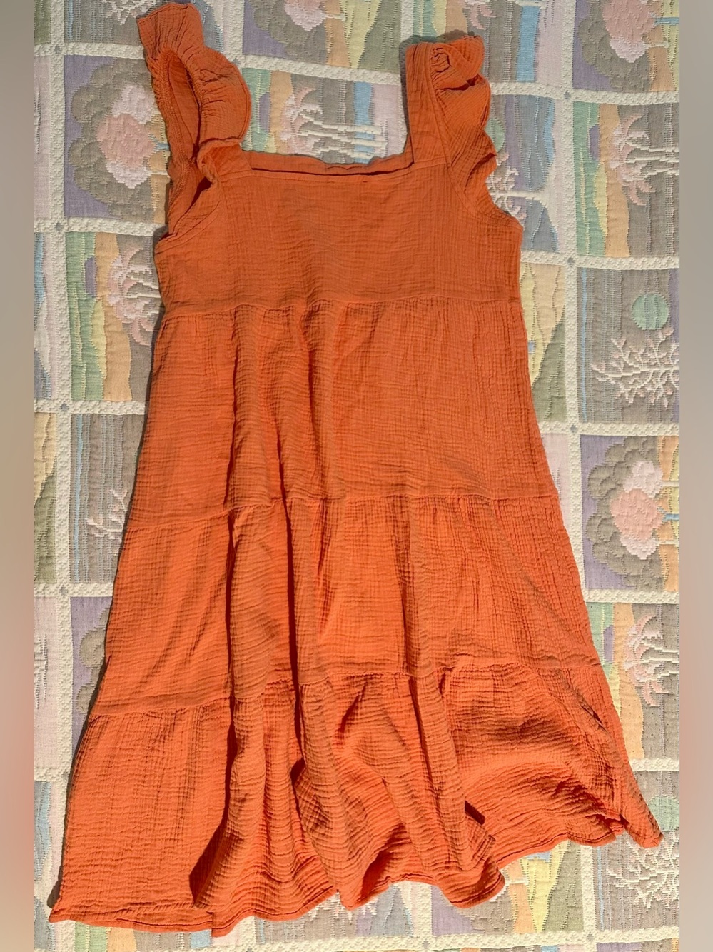 Sleeveless Tiered A-Line Skirt in Vibrant Orange